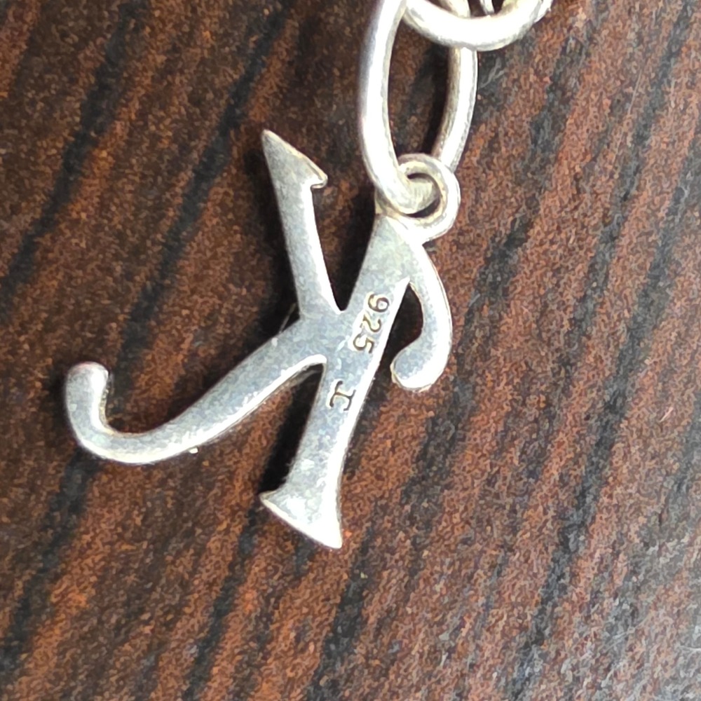 Sterling Silver Script Initial K Pendant Charm 925 Letter K Hallmark 0.72g - Picture 11 of 16